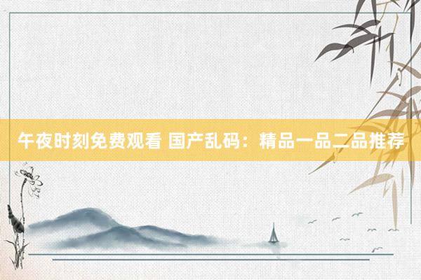 午夜时刻免费观看 国产乱码：精品一品二品推荐